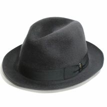 ボルサリーノ borsalino 114549 guanaco グアナコ ショート フェドラハット／フェルトハット (61) ダークグレー 新品 イタリア製_画像1