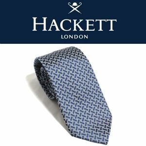 ハケットロンドン HACKETT LONDON ホップサック柄 シルク100％ ネクタイ (ブルー) 定価1.7万 英国製