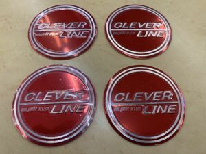 ■ホイール オーナメント センターキャップ 両面テープ貼付けタイプ CLEVER LINE 新品4枚セット!シールタイプ 直径:約φ56.2ｍｍ レッド