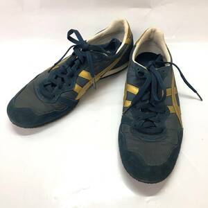 □ONITSUKA TIGER SERRANO ローカットスニーカー 26.5cm 紺×金 オニツカタイガー メンズ TH109L 複数落札同梱OK B231013-301