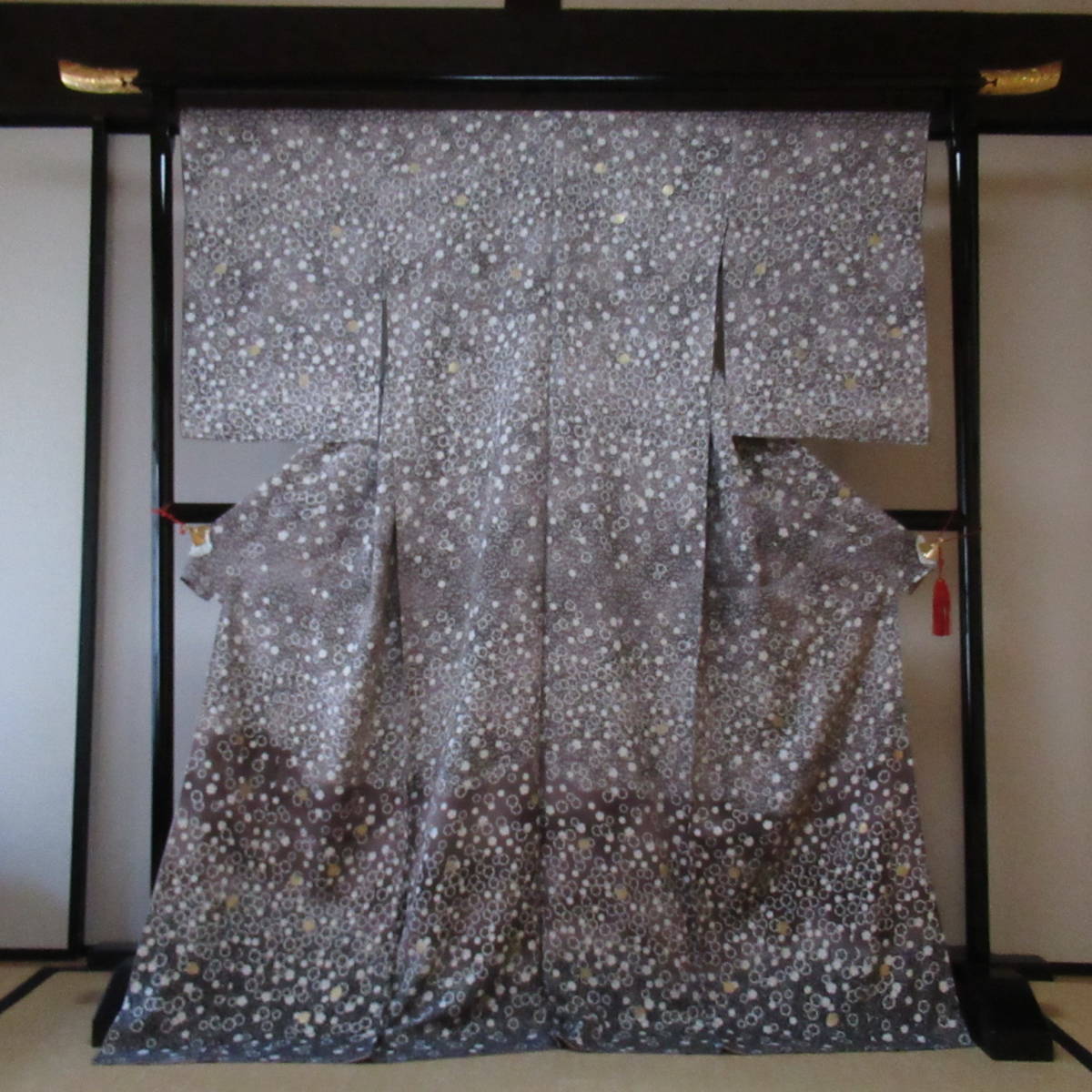 新品】京友禅の第一人者 初代 松井青々 作 手描き京友禅 絽訪問 新品】京友禅の第一人者 初代 松井青々 作 手描き京友禅 絽訪問