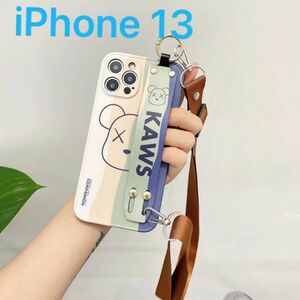 iPhone 13ケース　ショルダーケース　ハンドベルト付き　韓国ファッション　クマちゃん