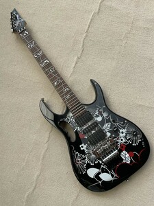 ノーブランド◎Ibanez 風◎エレキギター Jem 77 FP2 black flower