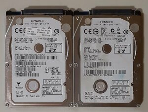 3967 2.5インチ内蔵SATAハードディスク 320GB 2個まとめて 日立 HTS543225A7A384 7mm 5400rpm 正常 3205/21656時間 Mac/Win