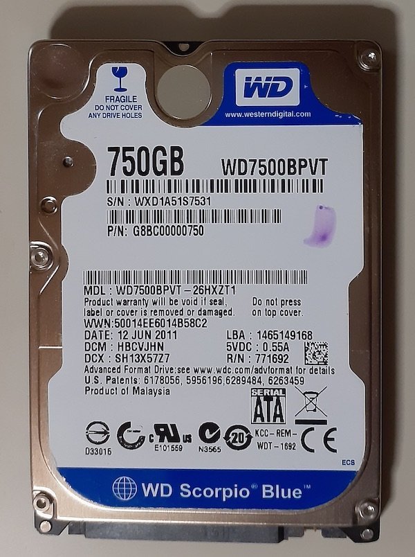 WESTERN DIGITAL WD7500BPVT (750GB 9.5mm) オークション比較 - 価格.com