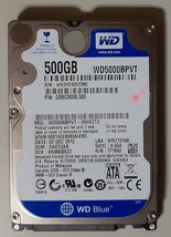 3982 2.5インチ内蔵SATAハードディスク 9.5mm 500GB WD5000BPVT-26HXZT3 5400rpm 正常 6716時間 NEC LaVie 2012年10月モデル Windows8入り_画像1