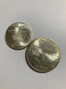 未使用　カナダオリンピック　記念　銀貨　2枚　プルーフ　経年劣化　72.33g カナダ モントリオールオリンピック