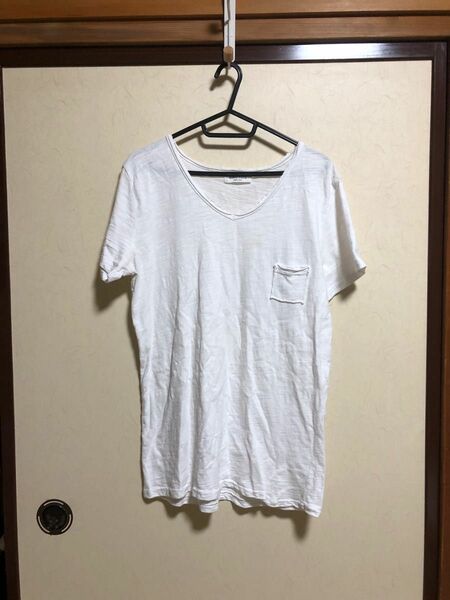 Tシャツ　ホワイト　Vネック　半袖Tシャツ　白Tシャツ　ブラウス
