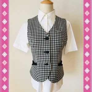 ※Bランク※【中古】Folk_7号ベスト(クローバーチェック)FV35818/フォーク/かわいいOL制服/おしゃれ会社事務服