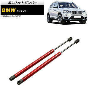 ボンネットダンパー BMW X3 F25 20dX/20iX/28iX/35iX 2011年～2019年 レッド カーボンファイバー製 AP-4T861-RD 入数：1セット(2個)