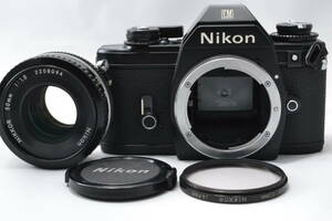 Nikon EM ブラック ボディ ニコン＋Nikon Ai-S Nikkor 50mm F1.8 パンケーキ レンズ#0033,0034