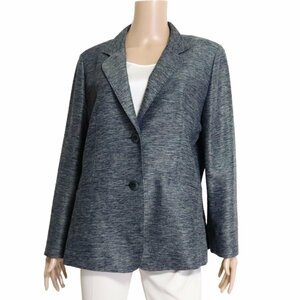  as good as new /mize-ruMISSEL tailored jacket large inscription LL 13 number corresponding navy blue navy .. pattern silk silk spring summer outer lady's 