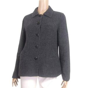 美品/アクアスキュータム Aquascutum ウールコート リバーシブル 11号 L 相当 古着 グレー レディース 秋 冬 アウター 毛 アンゴラ 軽い