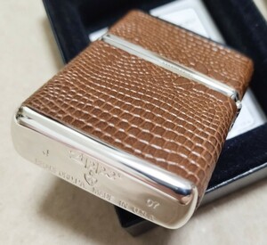 新品 アーマー ZIPPO 2007年 4面加工 クロコ ブラウン 初期型ARMOR