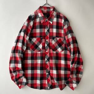 【美品】ENGINEERED GARMENTS size/M (i) エンジニアードガーメンツ ブロックチェック 長袖 ワークシャツ 赤 レッド 米国製 USA shirt