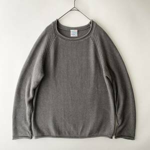 Letroyes size/L (ita) レトロワ コットン ニットセーター クルーネック 長袖 グレー 無地 knit