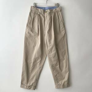 【日本製】BEAMS PLUS size/S (iz) 2プリーツ チノ トラウザーズ 2タック ワイドパンツ テーパードスラックス ベージュ JAPAN pants