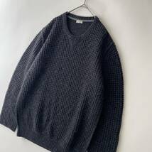 【ルーマニア製】PAOLO PECORA size/XL (c) パオロペコラ アルパカブレンド ウールニットセーター ローゲージ ワッフル グレー sweater_画像8