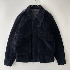 A.P.C. size/S (ie) アーペーセー コーデュロイ ライダースジャケット ミリタリーアウター ブルゾン ネイビー 紺 APC FRANCE jacket