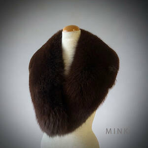 23T481_2 美品 SANMARCO FUR ミンク ティペット ショール ストール 和装 洋装 襟巻 毛皮 ダークブラウン MINK