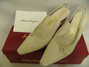 *1 SALVATORE FERRAGAMO　フェラガモ　サンダル　7ハーフ　約24.5cm　バックストラップ　ベージュ系　中古 10