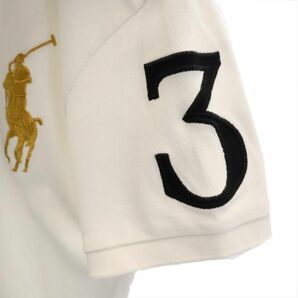 ポロラルフローレン ビッグポニー ロゴ刺繍 半袖 ポロシャツ XS ホワイト系 POLO RALPH LAUREN 鹿の子地 袖ナンバリング メンズ 231001の画像4