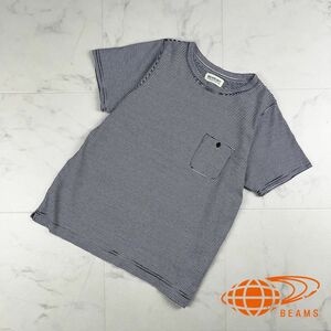  прекрасный товар BEAMS BOY Beams Boy окантовка . с карманом короткий рукав футболка cut and sewn tops женский белый чёрный размер M*JC100