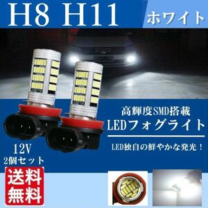 H8 H11 LEDバルブ フォグライト 超爆光 フォグ 92SMD プロジェクター ホワイト 白 2個セット 送料無料 Lc21