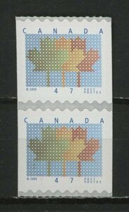 ∞カナダ　2000年　コイル切手ペア/カエデの葉　SC#1878　未使用NH　1種2枚