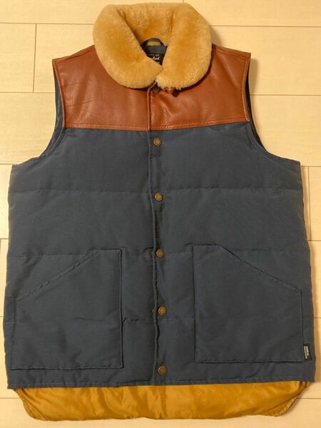 surreal / シュルリアル Kou_60/40 Cloth Grosgrain Boa Neck Down Vest S