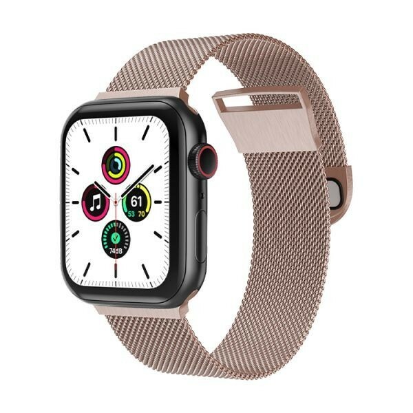 ローズゴールド38/40/41mm Apple Watch用 バンド ステンレス製 長さ調節 強力な磁気クラスプ付き