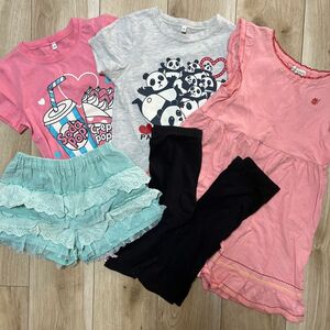 【3can4on】120センチ夏服　6枚セット Tシャツ2枚　ワンピース　キュロット　スパッツ2枚　女の子