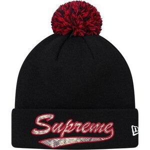 シュプリーム　Supreme New Era Snake Script Beanie BLACK　シュプリーム　ビーニー