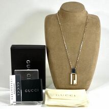 ☆格安☆大人気☆GUCCI グッチ シルバーネックレス Gプレート silver925 ネックレス トップ付 変形 変色有り メンズ 保存袋 専用箱 RO_画像1