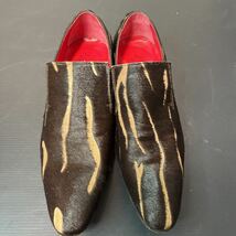 ジェフェリーウェスト JEFFERYWEST BLACKLINE メンズビギ 革 革靴 ハラコ 牛 ポインテッドトゥ MensBIGI 40 25.0cm ローファー_画像3