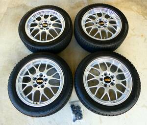 BBS RG784 17-7J-IN50 ホイール 5穴 ◆ BS BLIZZAK VRX2 205/50R17 スタッドレスタイヤ ブリザック タイヤ 4本セット 専用ナット付き NOAH