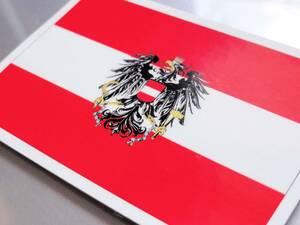 □_オーストリア国旗+国章ステッカー Sサイズ 5x7.5cm【2枚セット】□即買 耐水 ヨーロッパ シール 車 スーツケースに！海外旅行 EM EU
