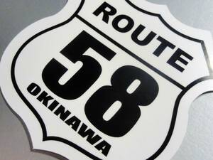 ▼沖縄ROUTE58 国道58号線標識ステッカー Mサイズ 7.5cm 1枚▼スーパー カブ 琉球 ルート58 沖縄県 オリジナル屋外耐候耐水シール 即買