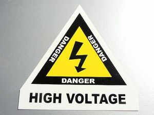 ▲高電圧注意HIGH VOLTAGEステッカー 10cmサイズ▲感電注意 危険 電工 電気工事士 電気工事 電気柵 配電盤 変電設備 高耐久耐水シール 即買