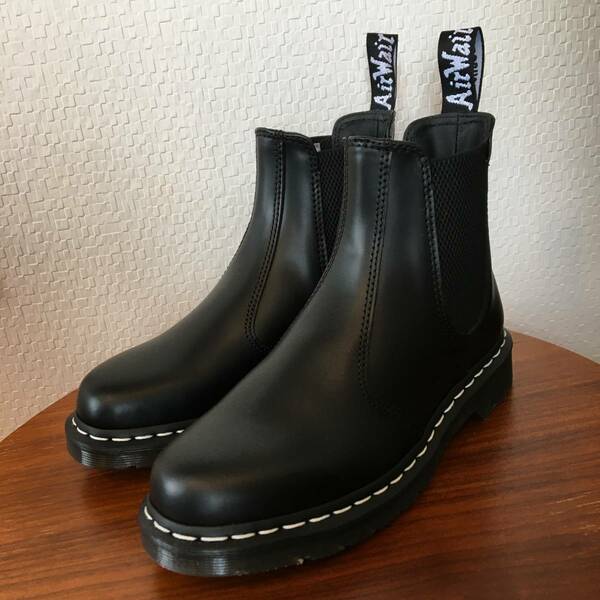 UK6（25.0cm）｜ドクターマーチン Dr.Martens 2976 チェルシーブーツ 黒 ホワイトステッチ 26257001 人気 サイドゴア (新品)(即決)(正規品)