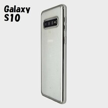 Galaxy S10：メタリック カラー バンパー 背面クリア ソフト ケース◆シルバー 銀_画像1