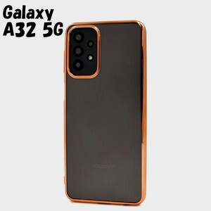 Galaxy A32 5G：メタリック カラー バンパー 背面クリア ソフト ケース◆ピンク 桃