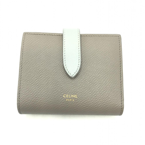 【中古】CELINE スモール ストラップウォレット エッセンシャル / バイカラー グレインドカーフスキンぺブル / ミネラル　未使用[240017582