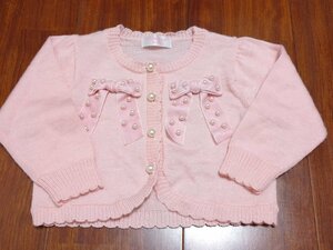 シャーリーテンプル リボン カーディガン パール 子供服 ガールズ キッズ 3768652 80～90 ZZOTITST