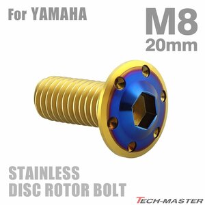 M8×20mm P1.25 ブレーキディスク ローター ボルト ホールヘッドH-1 ステンレス ヤマハ車用 YAMAHA ゴールド×ブルー 1個 TD0308