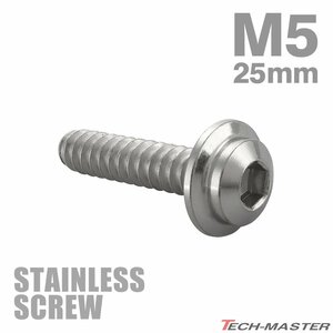 M5×25mm タッピングネジ ビス ステップヘッド ステンレス シルバー カウル フェンダー エンジン 車 バイク カスタム 1個 TC0035