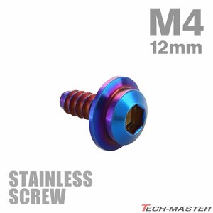 M4×12mm タッピングネジ ビス ステップヘッド ステンレス 焼きチタンカラー カウル フェンダー エンジン 車 バイク カスタム 1個 TC0041