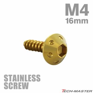 M4×16mm タッピングネジ ビス ホールヘッド ステンレス ゴールド カウル フェンダー 車 バイク カスタム DIY 1個 TC0067