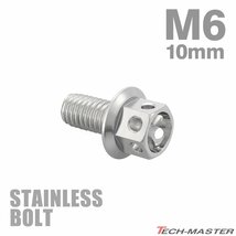 M6×10mm P1.0 フランジボルト フラワーヘッド ステンレス シルバー カウル フェンダー エンジン 車 バイク カスタム 1個 TB0424_画像1