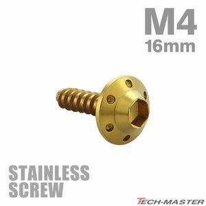 M4×16mm タッピングネジ ビス ステップホールヘッド ステンレス ゴールド カウル フェンダー 車 バイク カスタム DIY 1個 TC0112